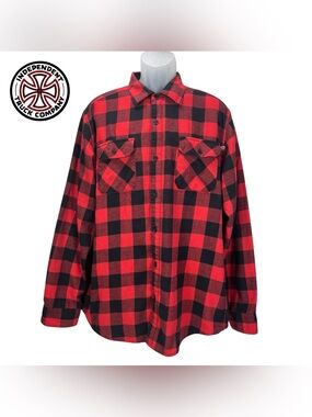 Independent Truck Company Buffalo Plaid Flannel Shirt Men’s XL Red Black Skate
